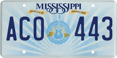 MS license plate ACO443