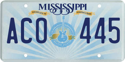MS license plate ACO445