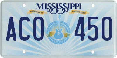 MS license plate ACO450