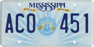 MS license plate ACO451