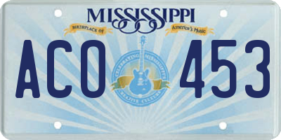 MS license plate ACO453