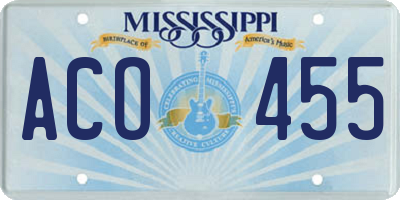 MS license plate ACO455