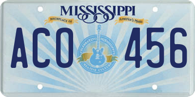 MS license plate ACO456