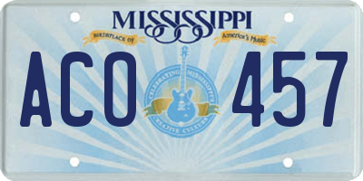 MS license plate ACO457