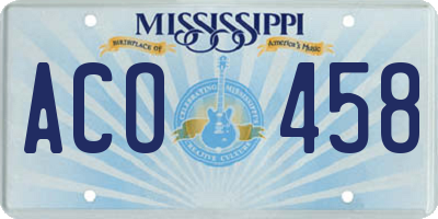 MS license plate ACO458