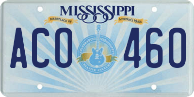 MS license plate ACO460