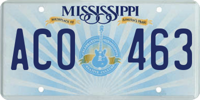 MS license plate ACO463