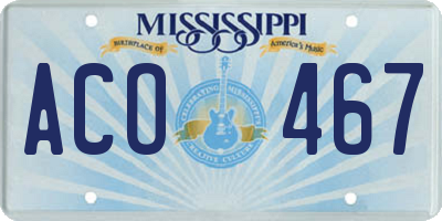 MS license plate ACO467