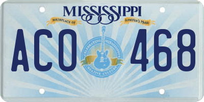 MS license plate ACO468