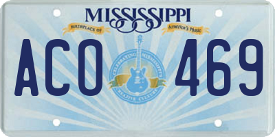 MS license plate ACO469
