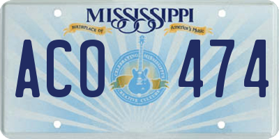 MS license plate ACO474