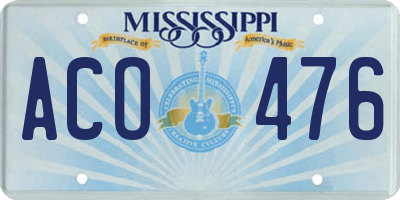 MS license plate ACO476