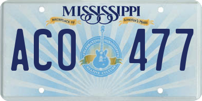 MS license plate ACO477