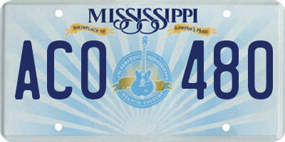 MS license plate ACO480