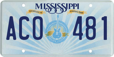 MS license plate ACO481