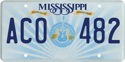 MS license plate ACO482