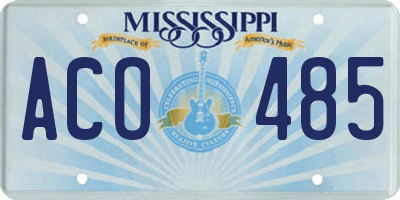 MS license plate ACO485
