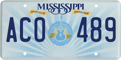 MS license plate ACO489