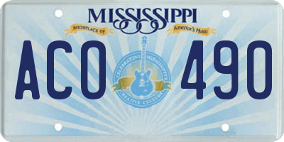 MS license plate ACO490
