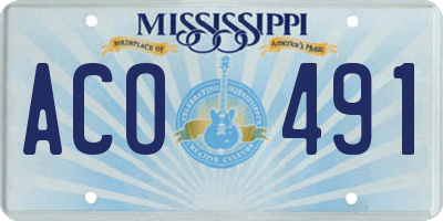 MS license plate ACO491