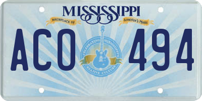 MS license plate ACO494