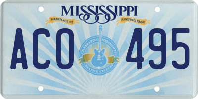 MS license plate ACO495