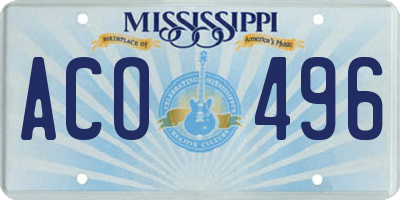 MS license plate ACO496