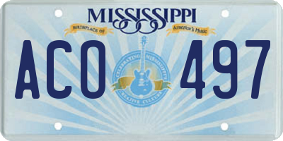 MS license plate ACO497