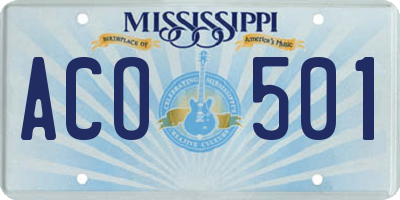 MS license plate ACO501