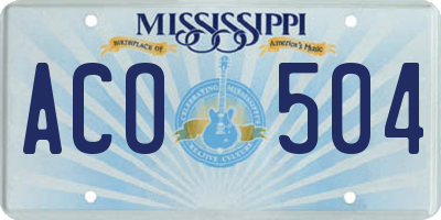 MS license plate ACO504