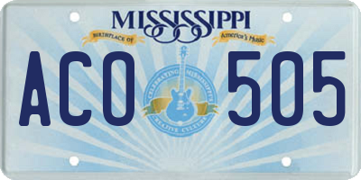 MS license plate ACO505