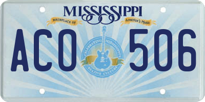 MS license plate ACO506