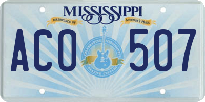 MS license plate ACO507