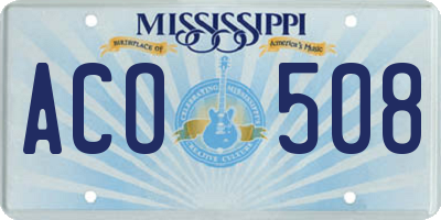 MS license plate ACO508