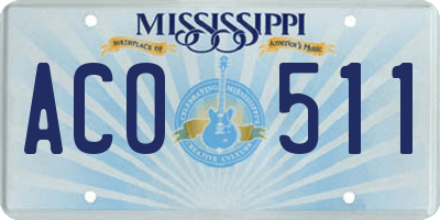 MS license plate ACO511