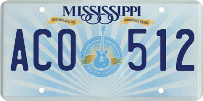 MS license plate ACO512