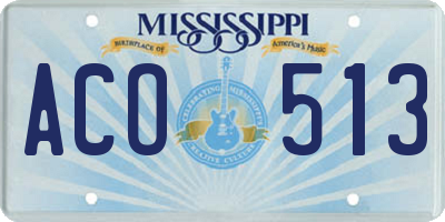 MS license plate ACO513