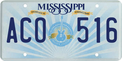 MS license plate ACO516