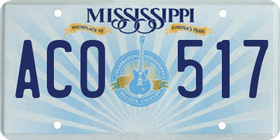 MS license plate ACO517