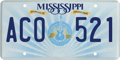 MS license plate ACO521