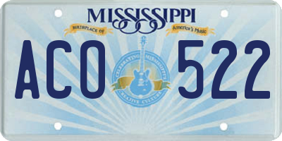 MS license plate ACO522