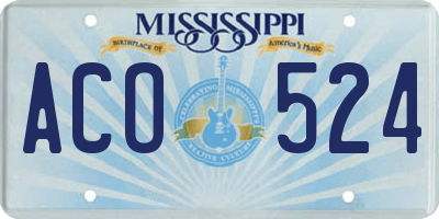 MS license plate ACO524
