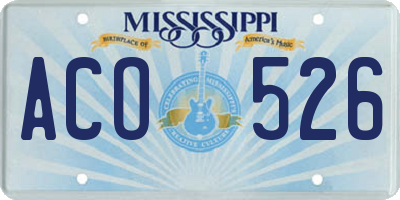 MS license plate ACO526
