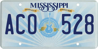MS license plate ACO528