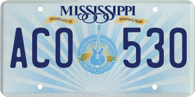 MS license plate ACO530