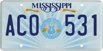 MS license plate ACO531