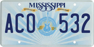 MS license plate ACO532