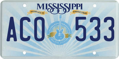 MS license plate ACO533
