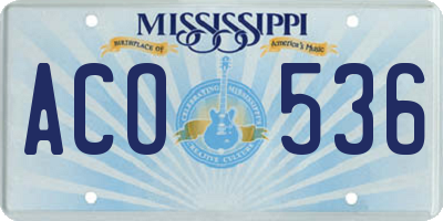 MS license plate ACO536