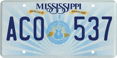 MS license plate ACO537